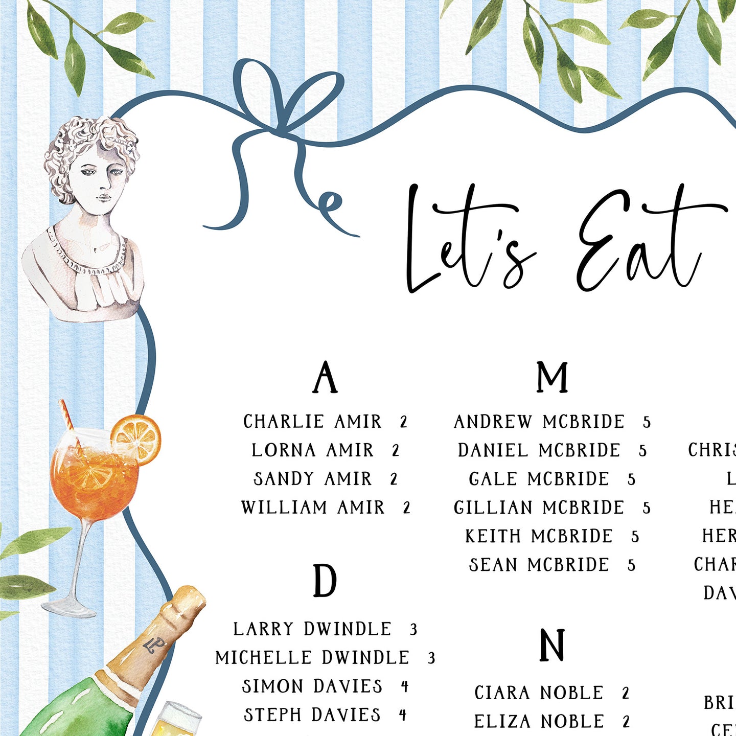 Italian Destination Wedding Table Plan